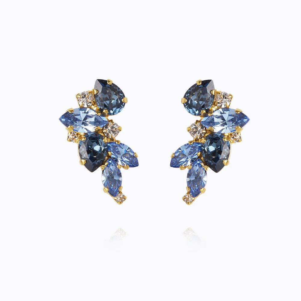 Gold Demi Blue Combo Crystal Earrings
