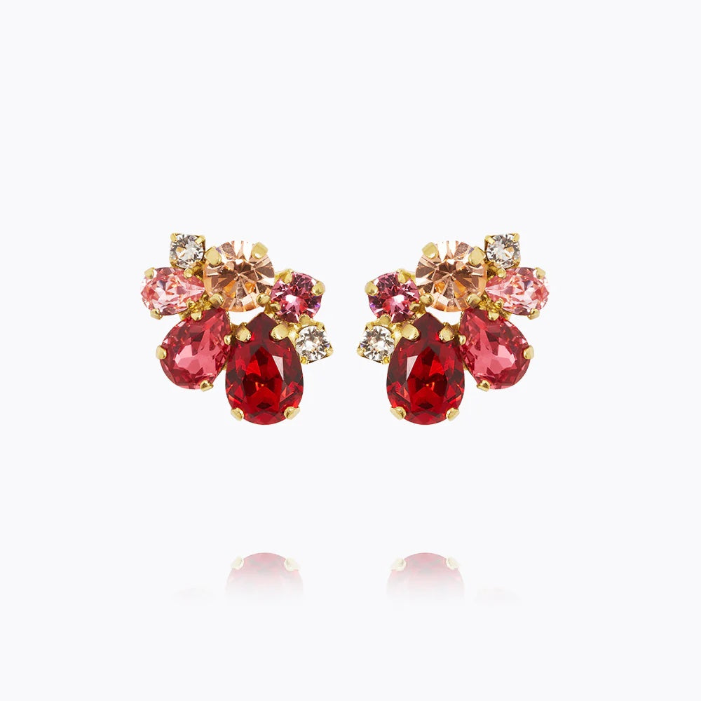 Gold Katie Scarlet Combo Crystal Earrings