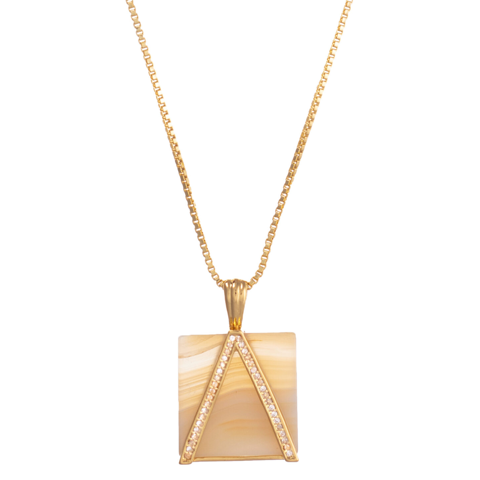 Gold Laced Agate Sahara Pendant Necklace