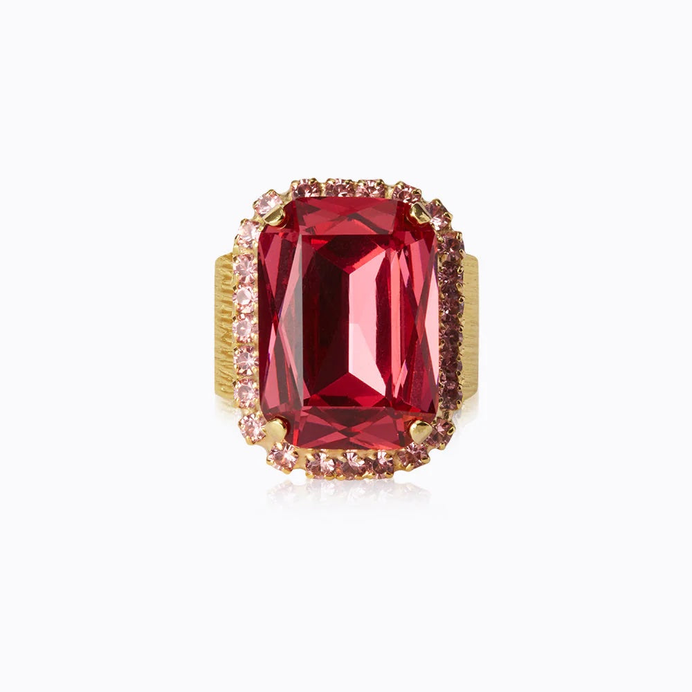 Gold Lydia Mulberry Red Crystal Cocktail Ring