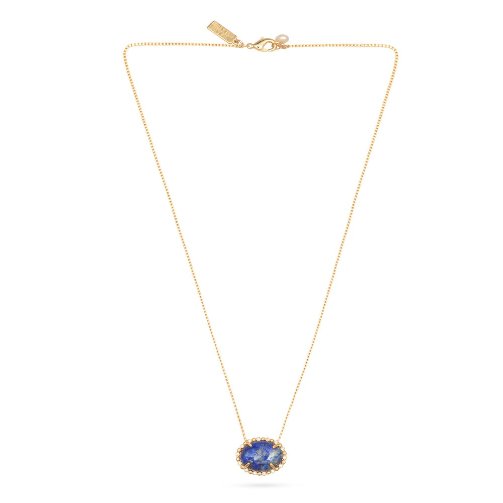 Gold Mini Lapis Stone Choker Necklace