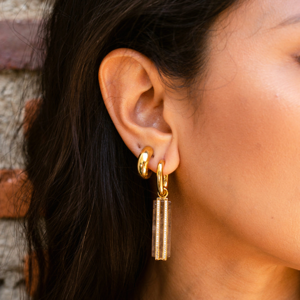 Gold Smokey Quartz Sahara Drop Earrings