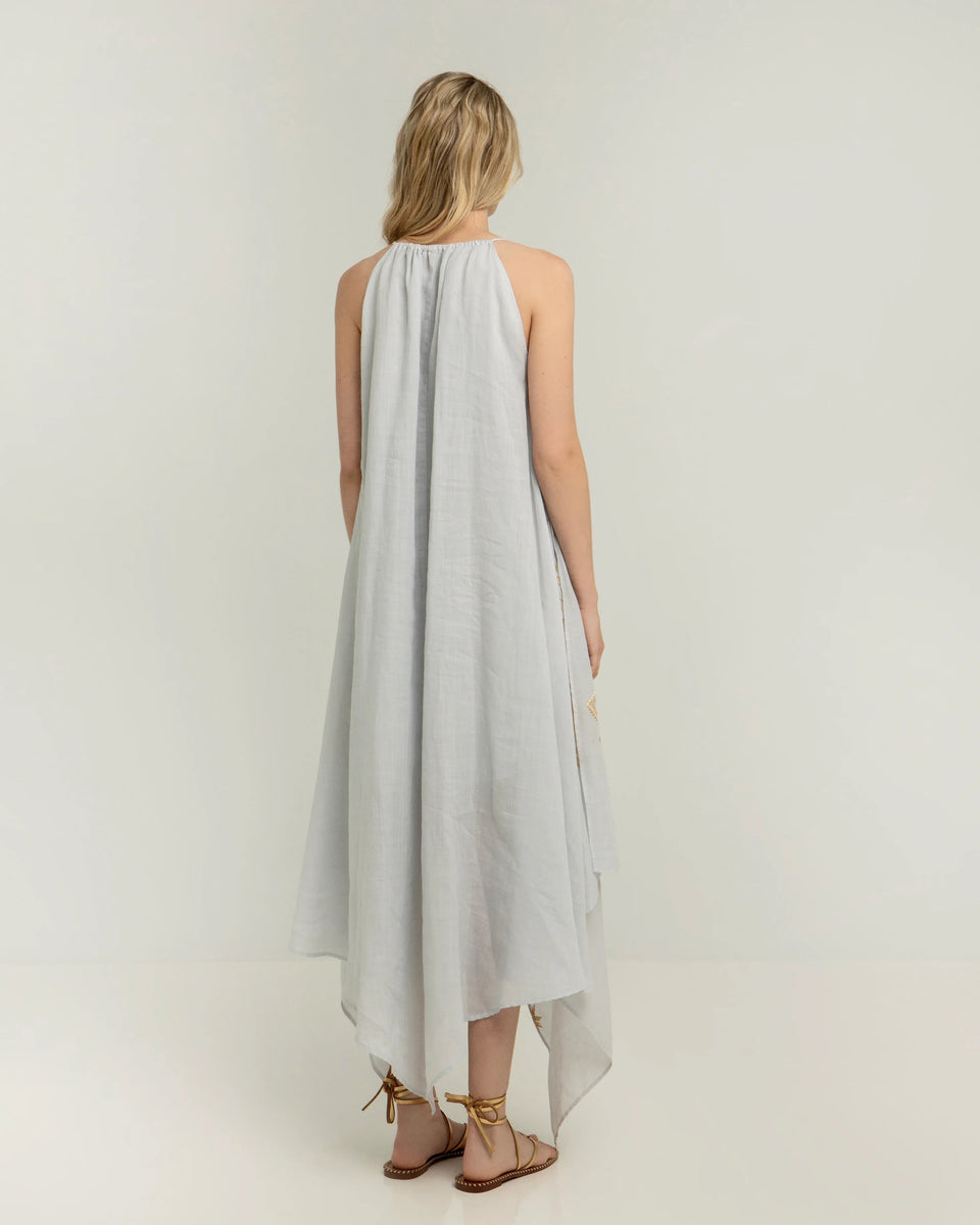 Grey & Champagne Handkerchief Hem Maxi Dress – Angela Beer | The ...