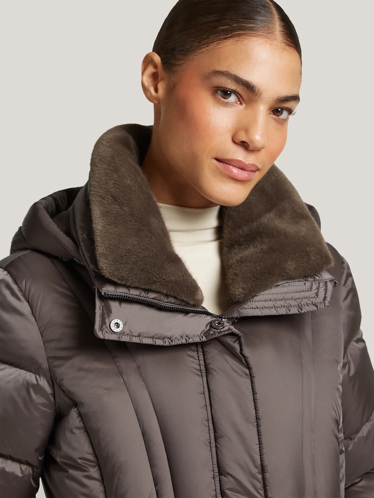 Grey Taupe Kelly Down Quilted Coat