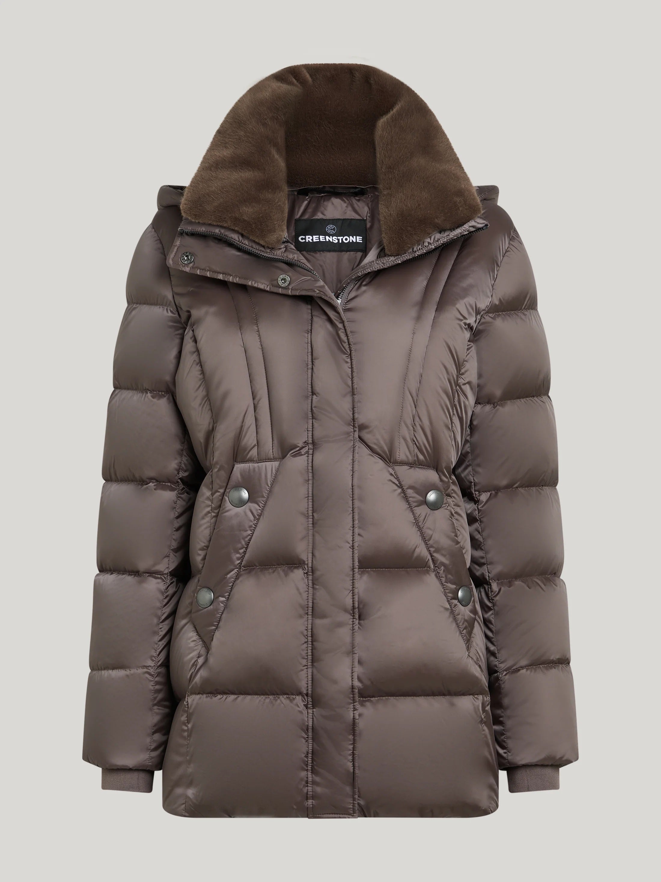 Grey Taupe Kelly Down Quilted Coat