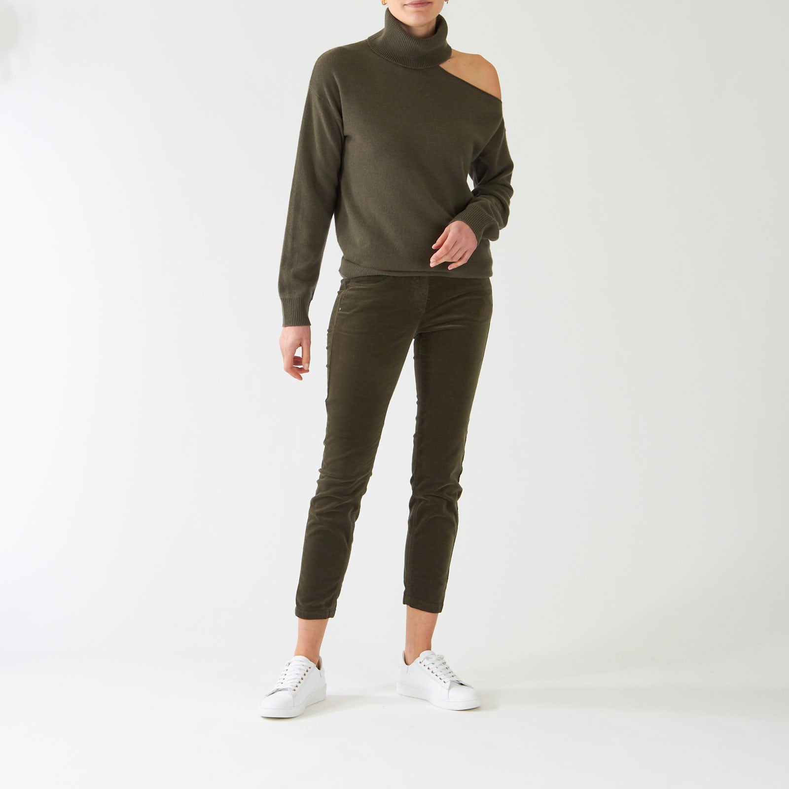 Greyish Khaki Cashmere Blend Cut-Out Sweater