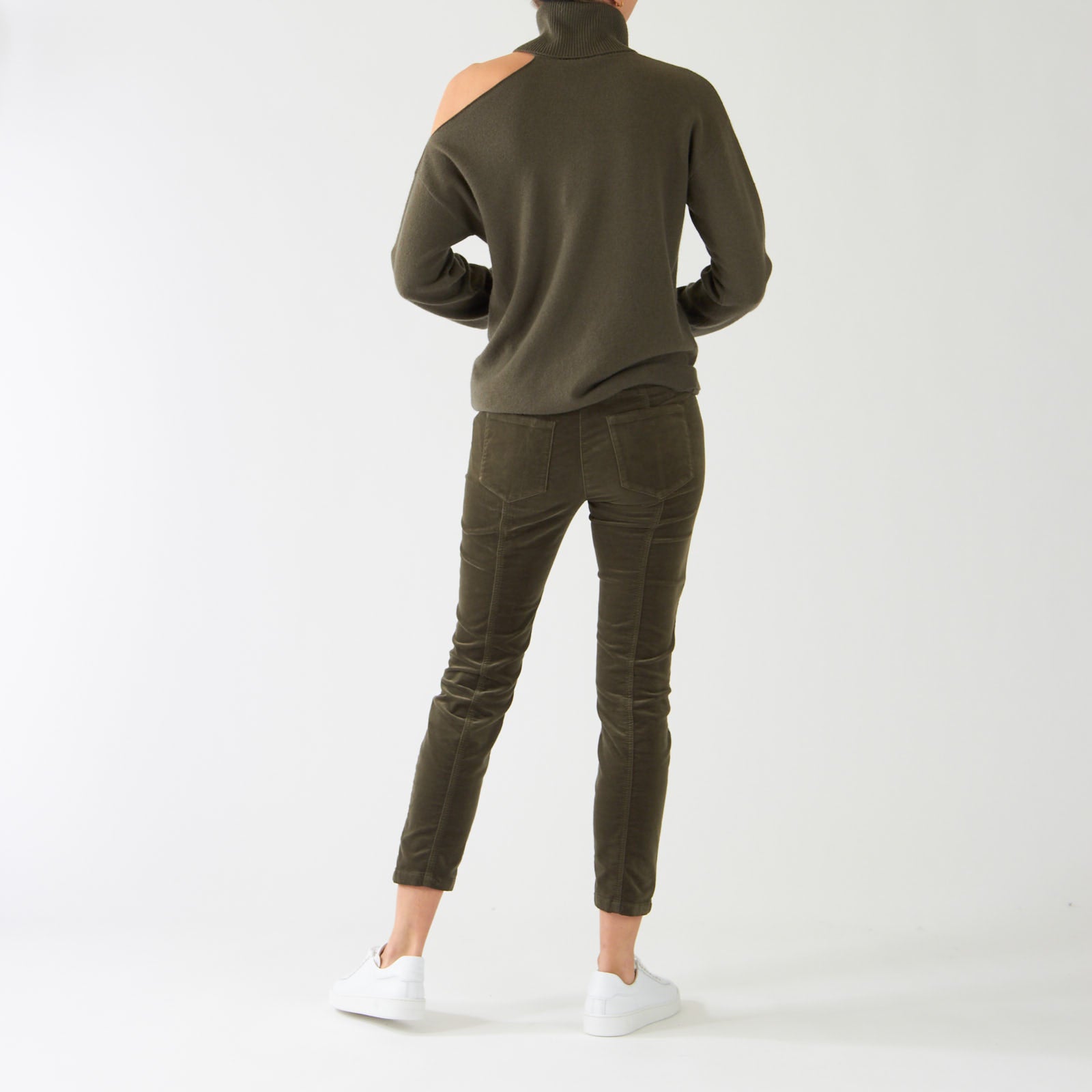 Greyish Khaki Cashmere Blend Cut-Out Sweater