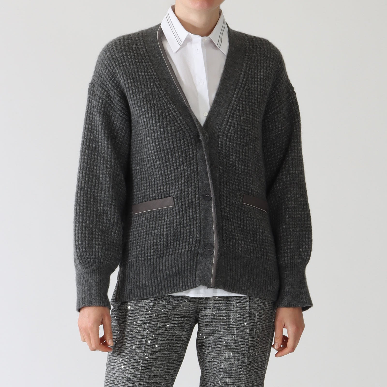 Grigio Cashmere and Silk Blend Cardigan