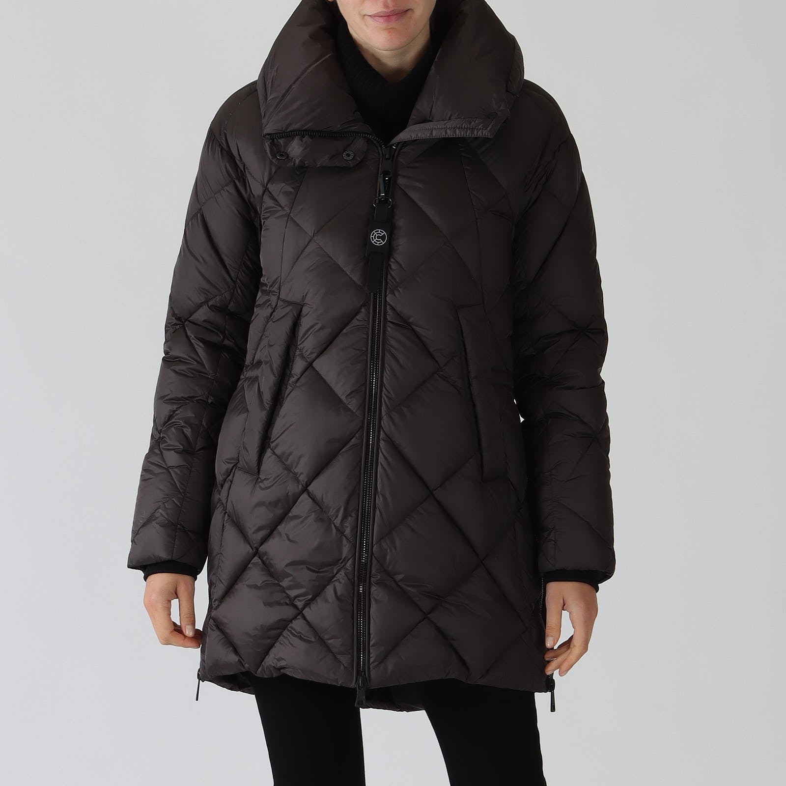 Hannah Dark Taupe Down Quilted Jacket