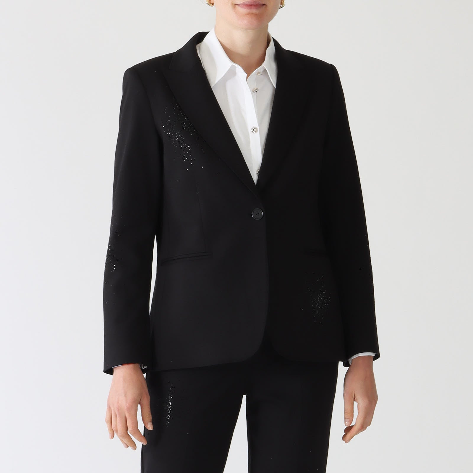 Heather Strass Black Crystal Embellished Blazer