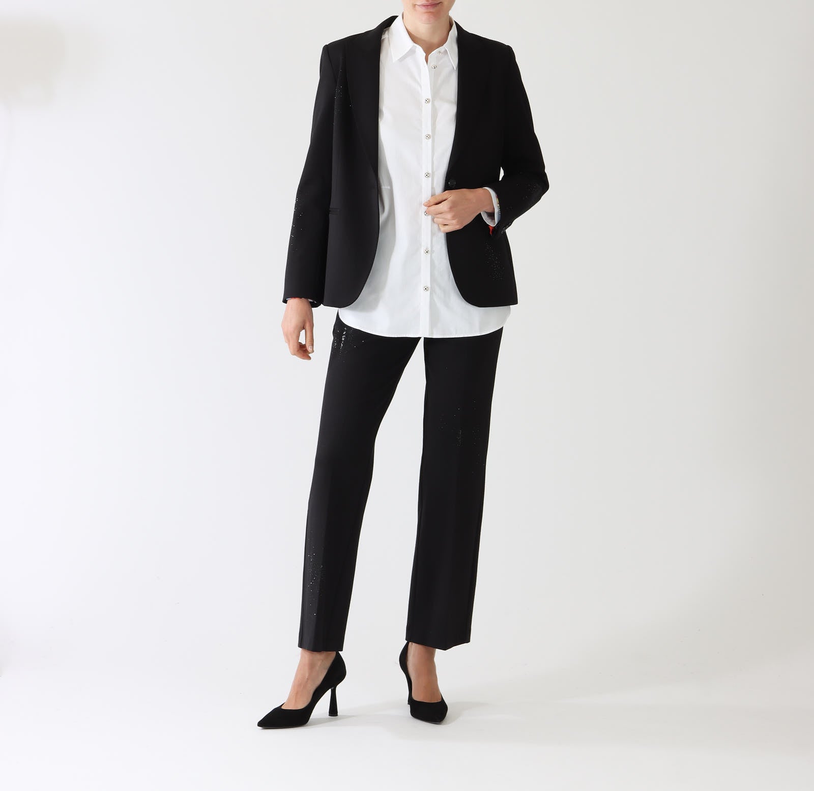 Heather Strass Black Crystal Embellished Blazer