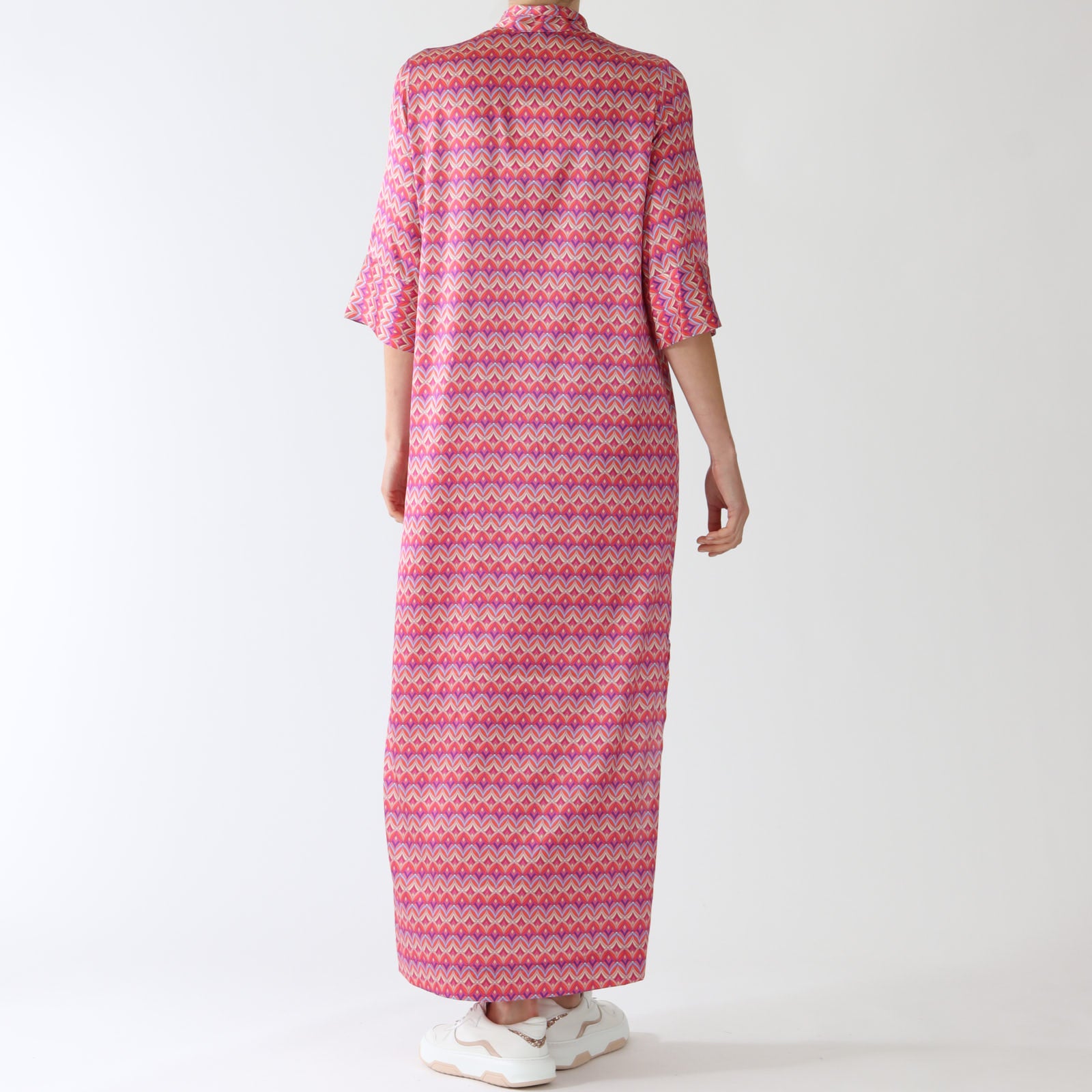Helga Macchia Winegum Printed Kimono Maxi Dress