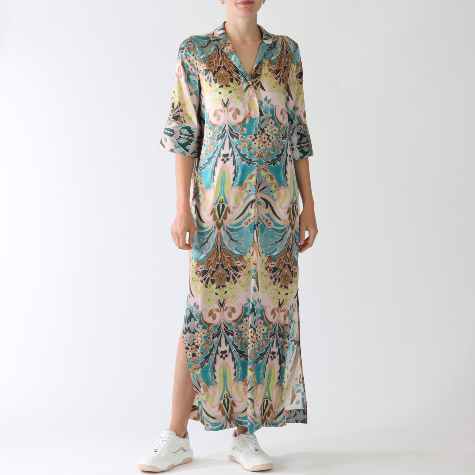 Helga Palazzo Eucalyptus Printed Kimono Maxi Dress