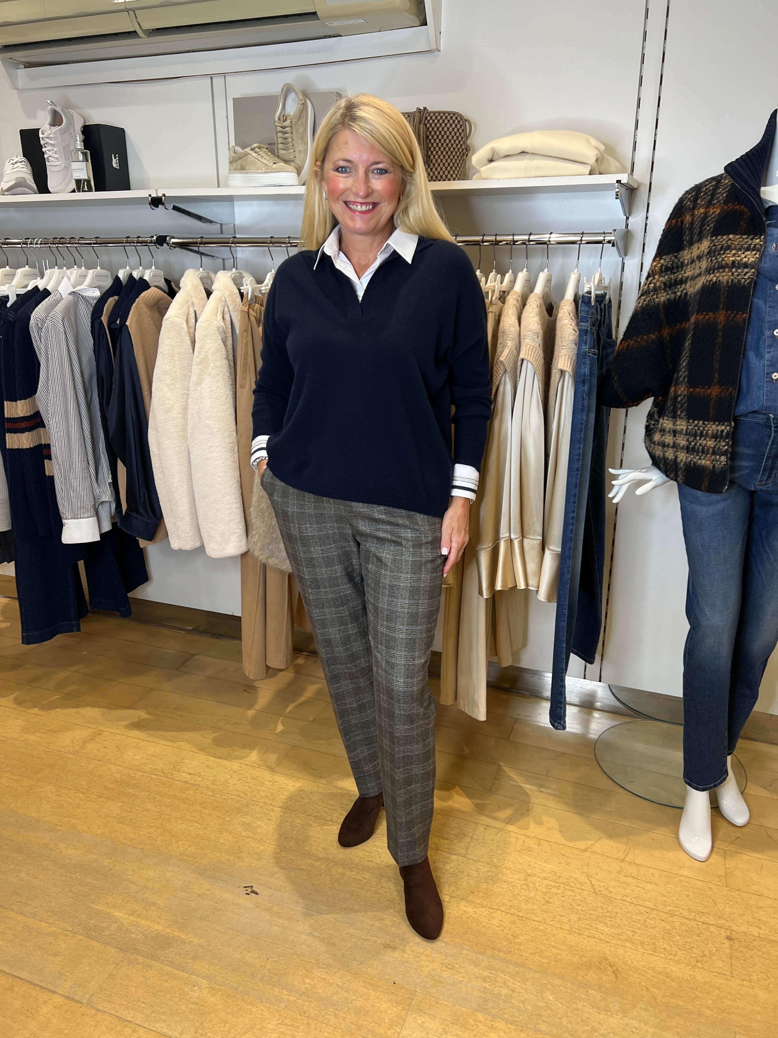 Blu Cashmere Polo Sweater With Shirt Collar