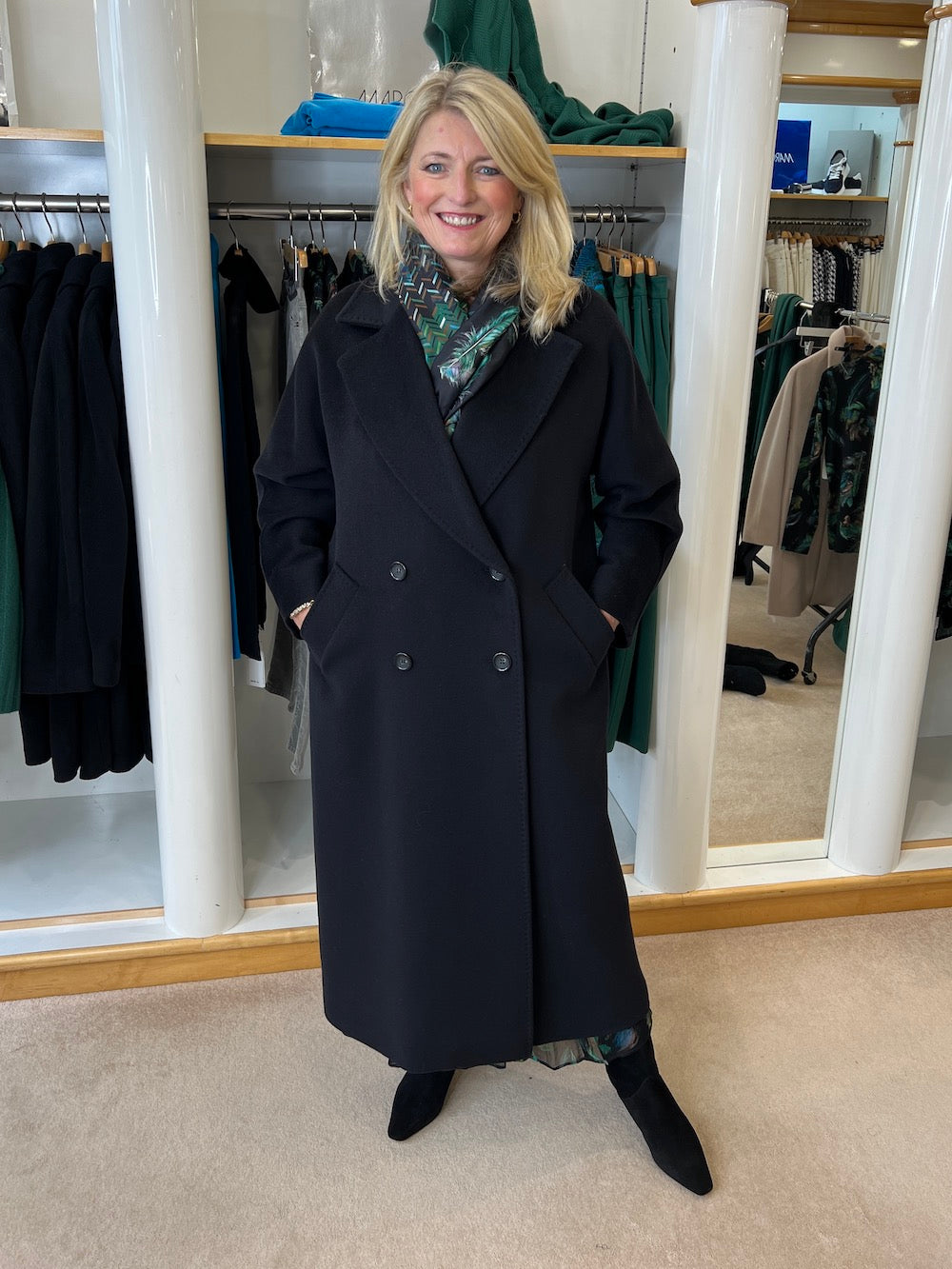 Black Double Breasted Pure Wool Coat