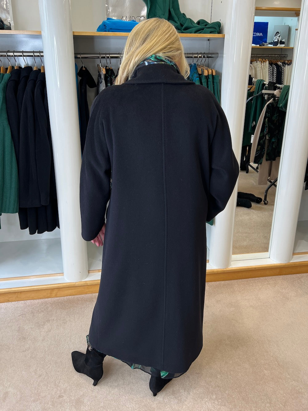 Black Double Breasted Pure Wool Coat