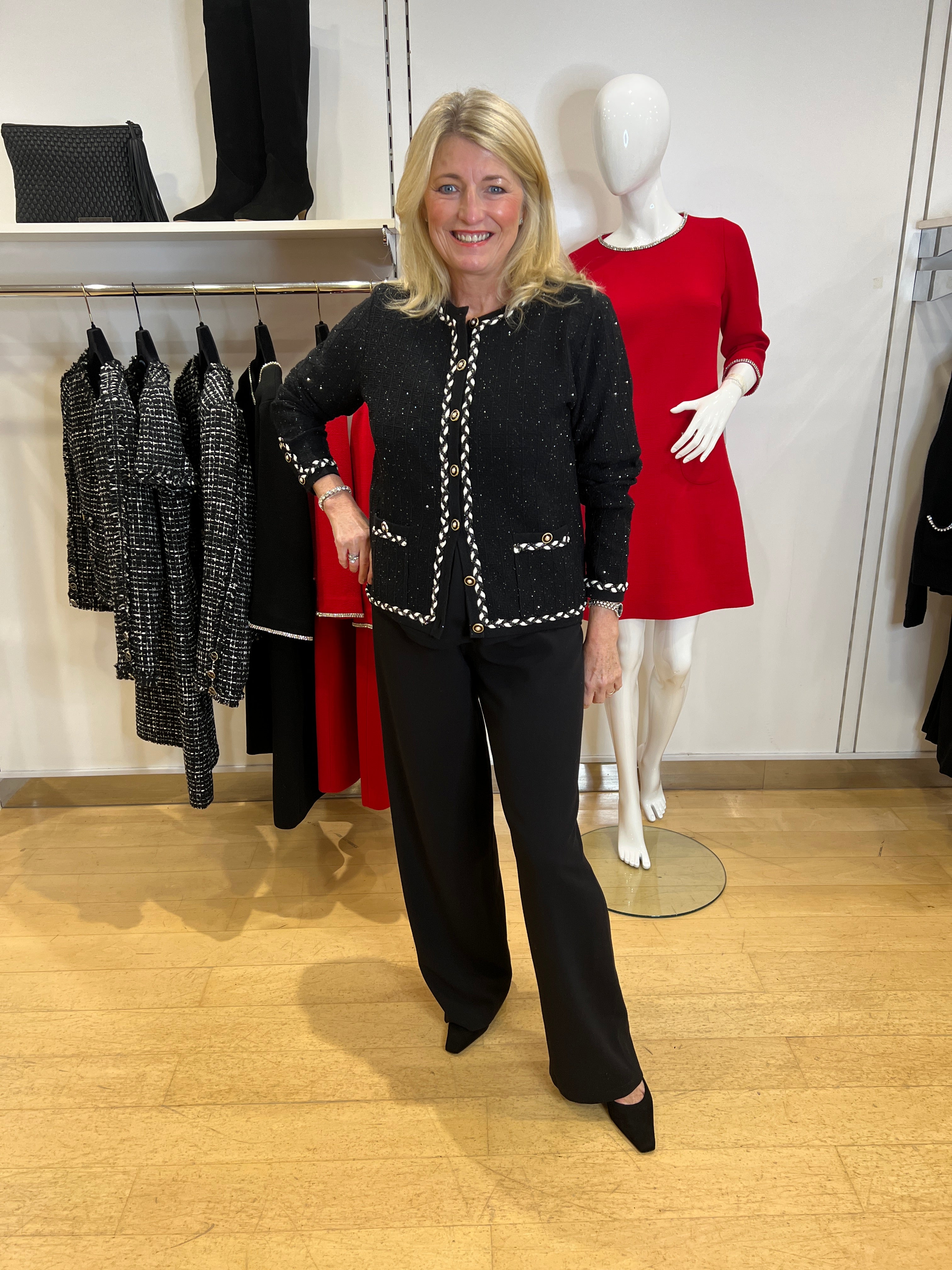 Farrell Noir Sparkling Tweed Cardigan