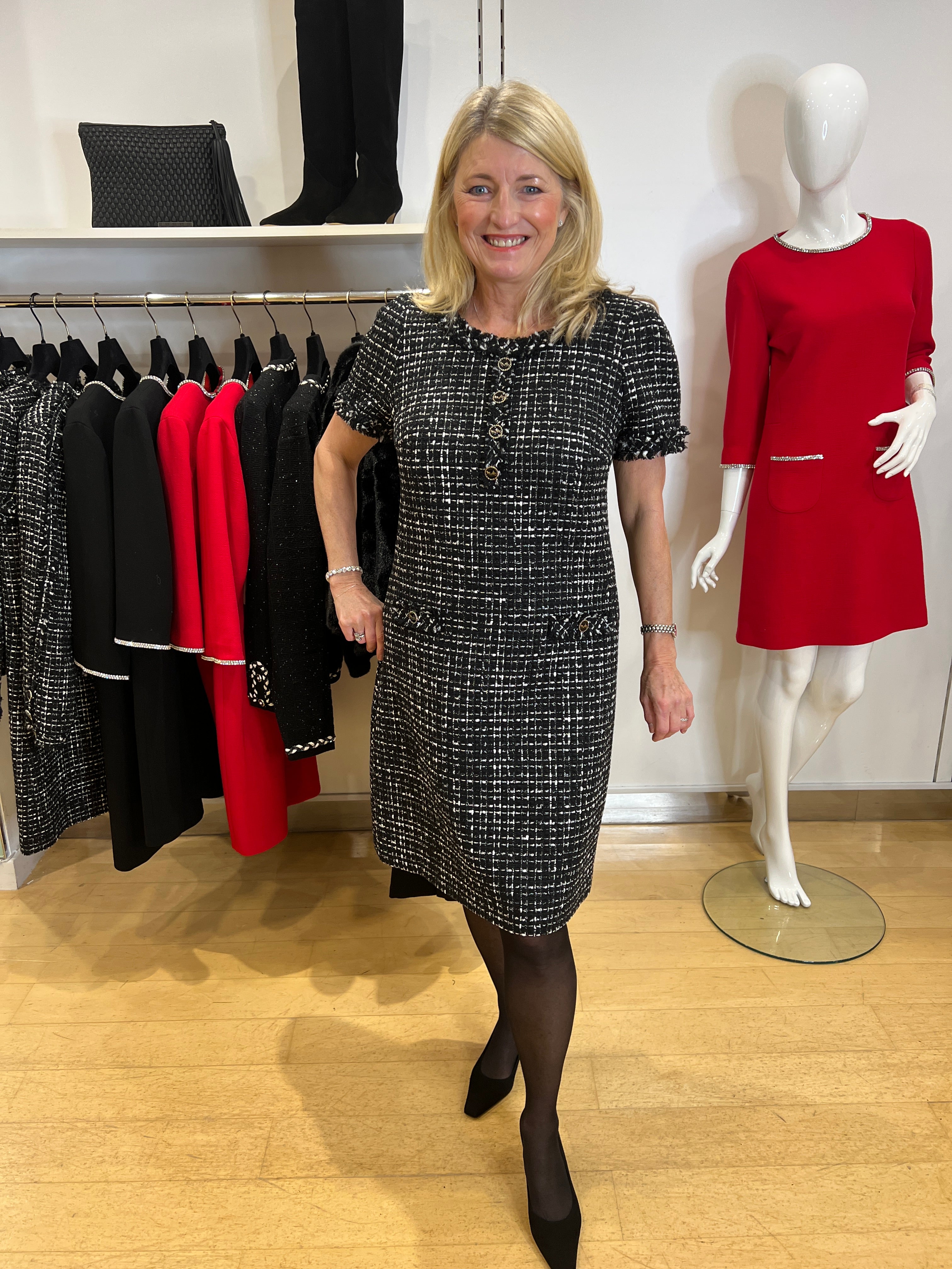 Camyl Noir Fringed Tweed Dress