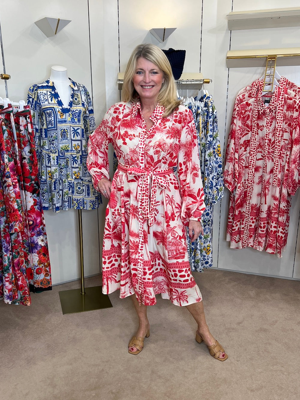 Red Onia Vermelho Silk Shirt Dress