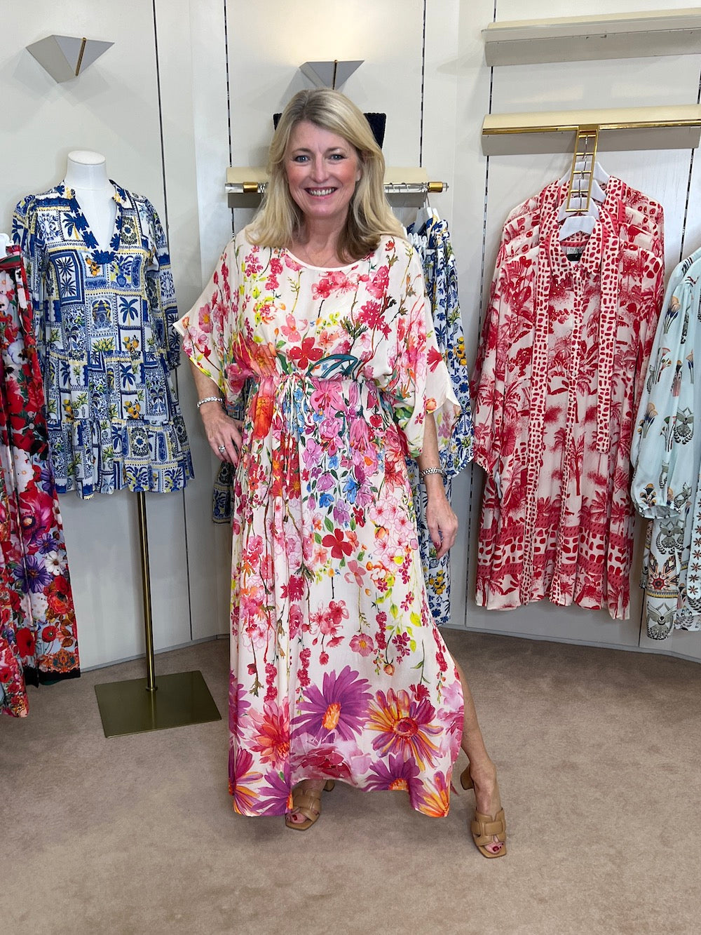 Vanilla Peony Jardin Magnifique Silk Dress