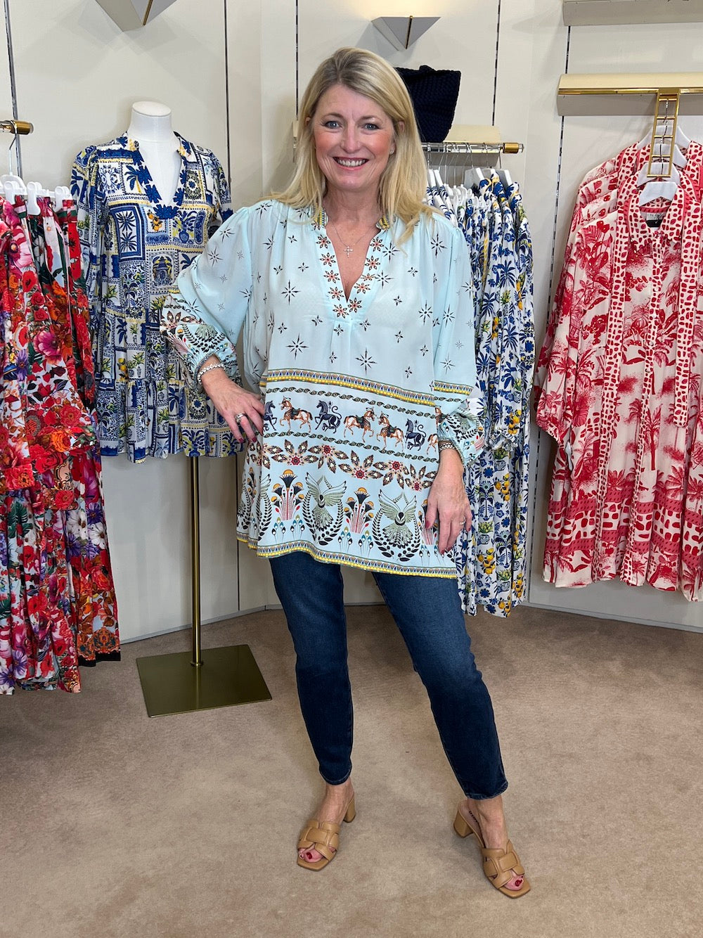 Aqua Pupper Pistacia Vera Silk Blouse