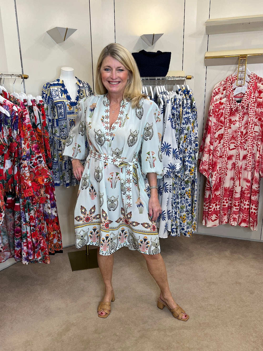 Aqua Allium Pistacia Vera Silk Dress