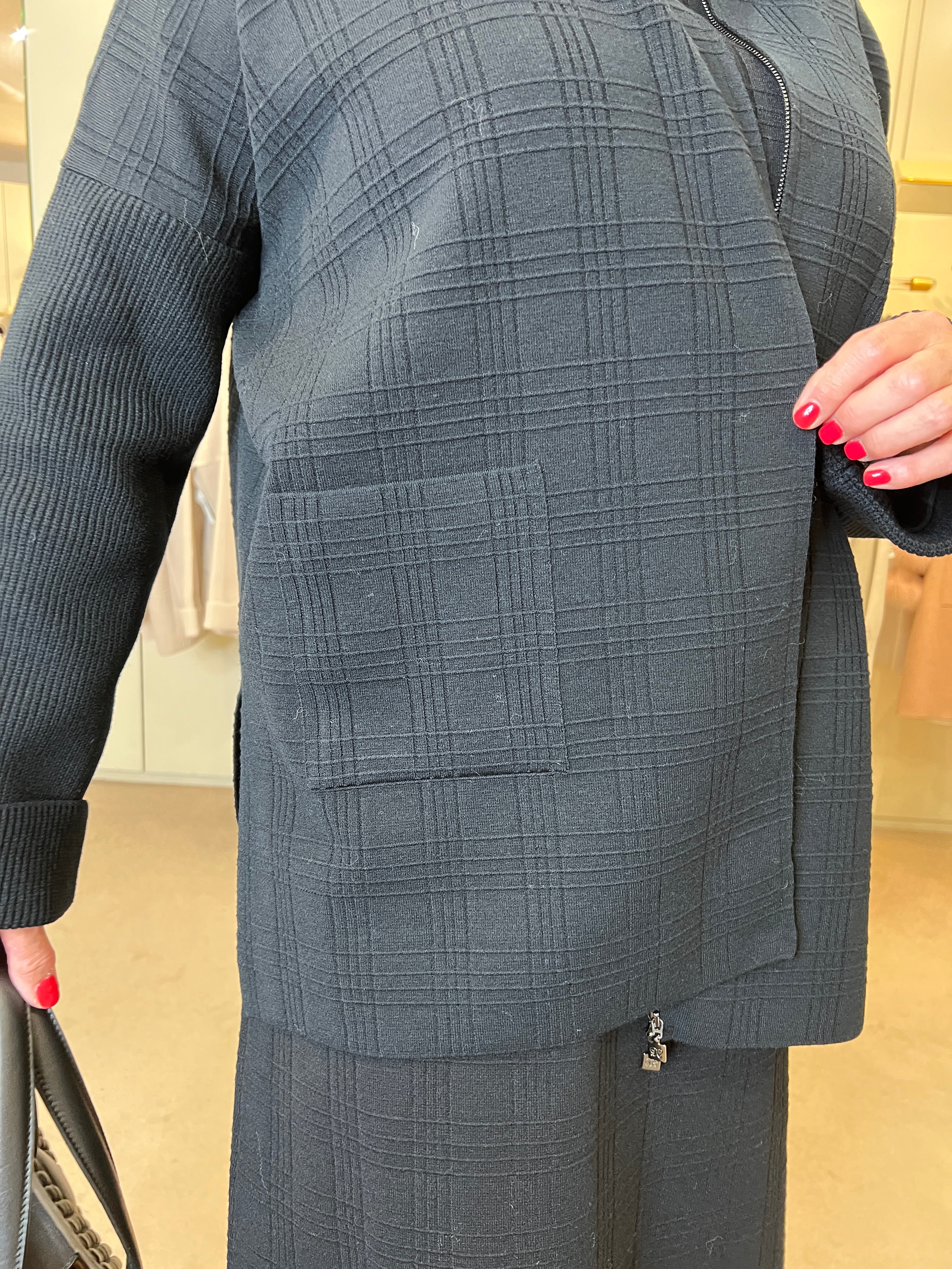 Nero Textured Knit Boxy Jacket