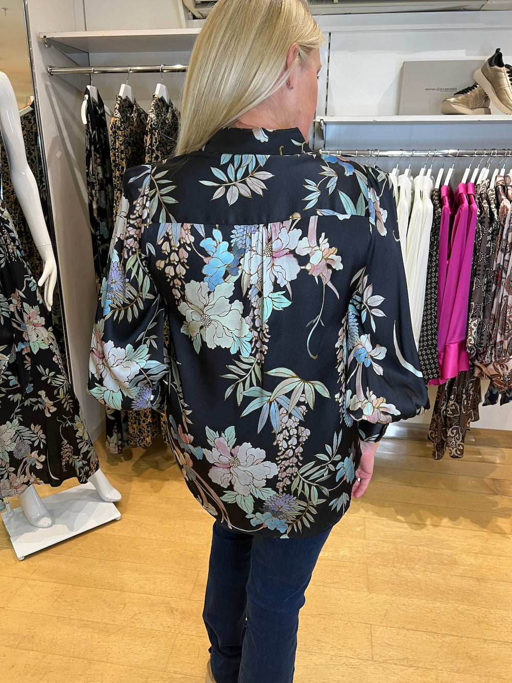 Cadence Mimosa Black Printed Silk Shirt