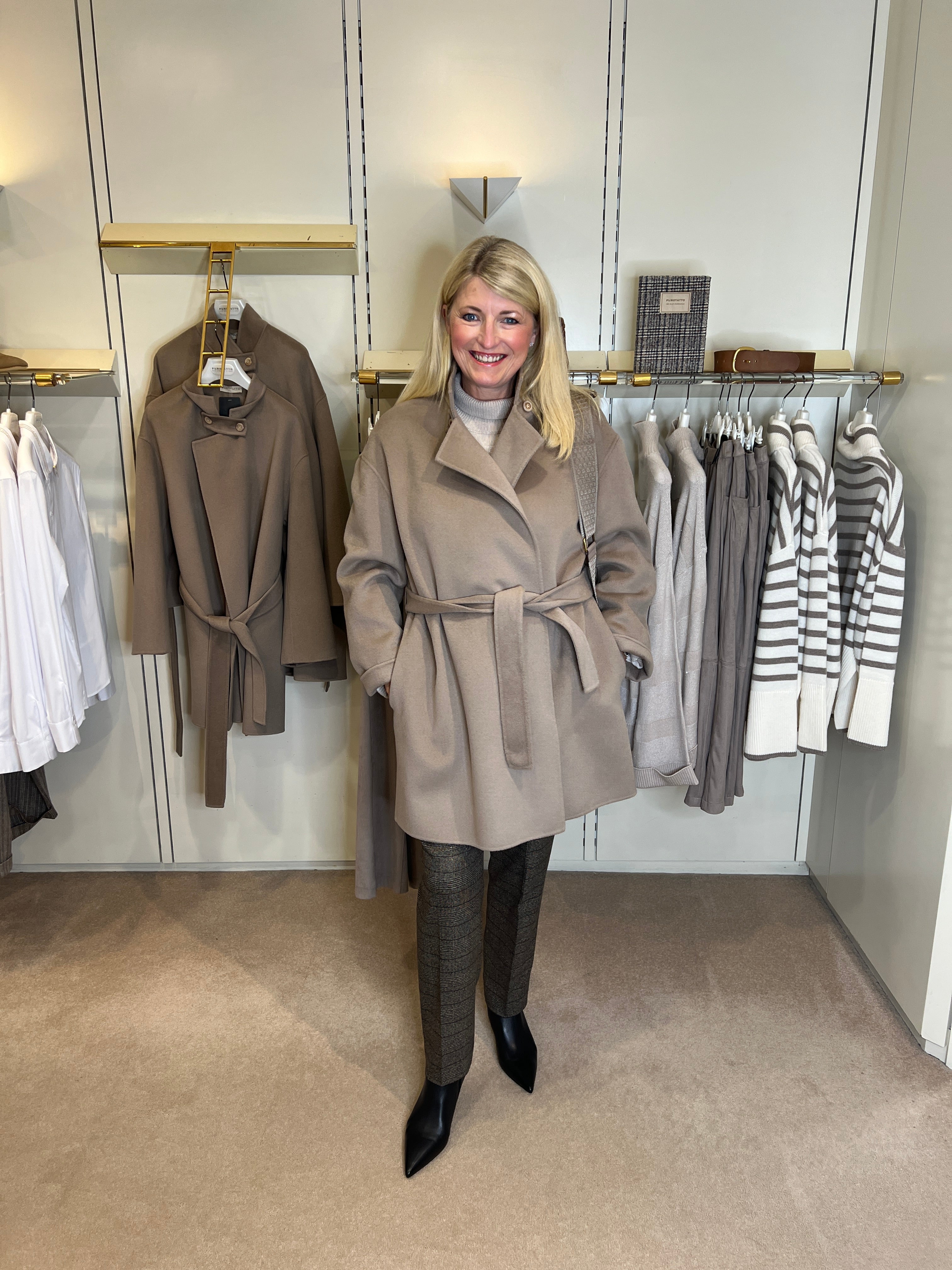 Tortora Wool and Cashmere Blend Coat