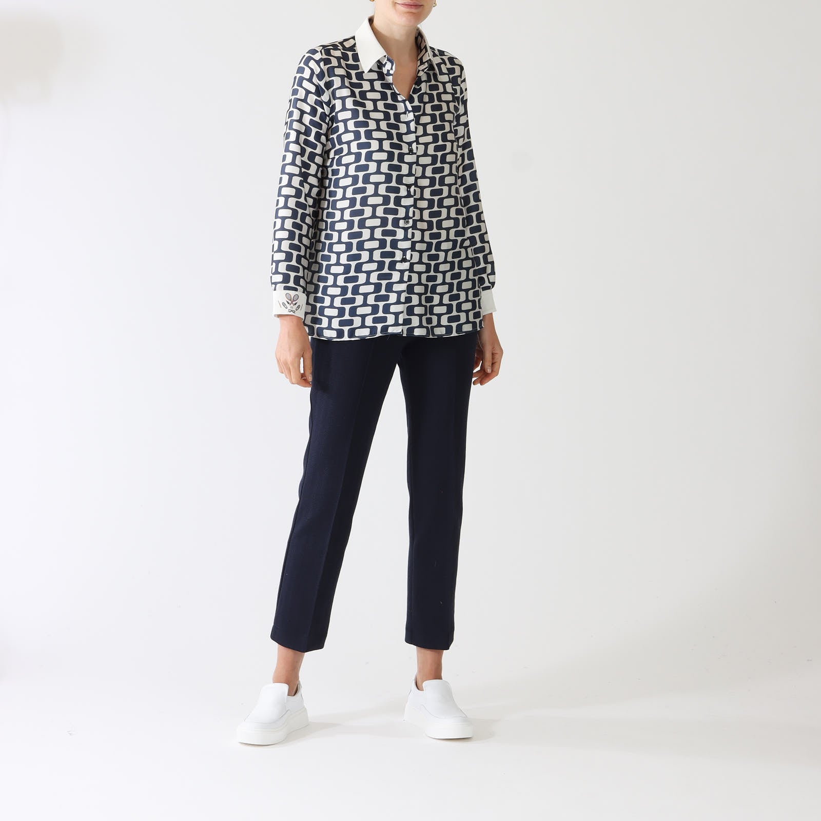 Irina Navy Geometrico Print Shirt