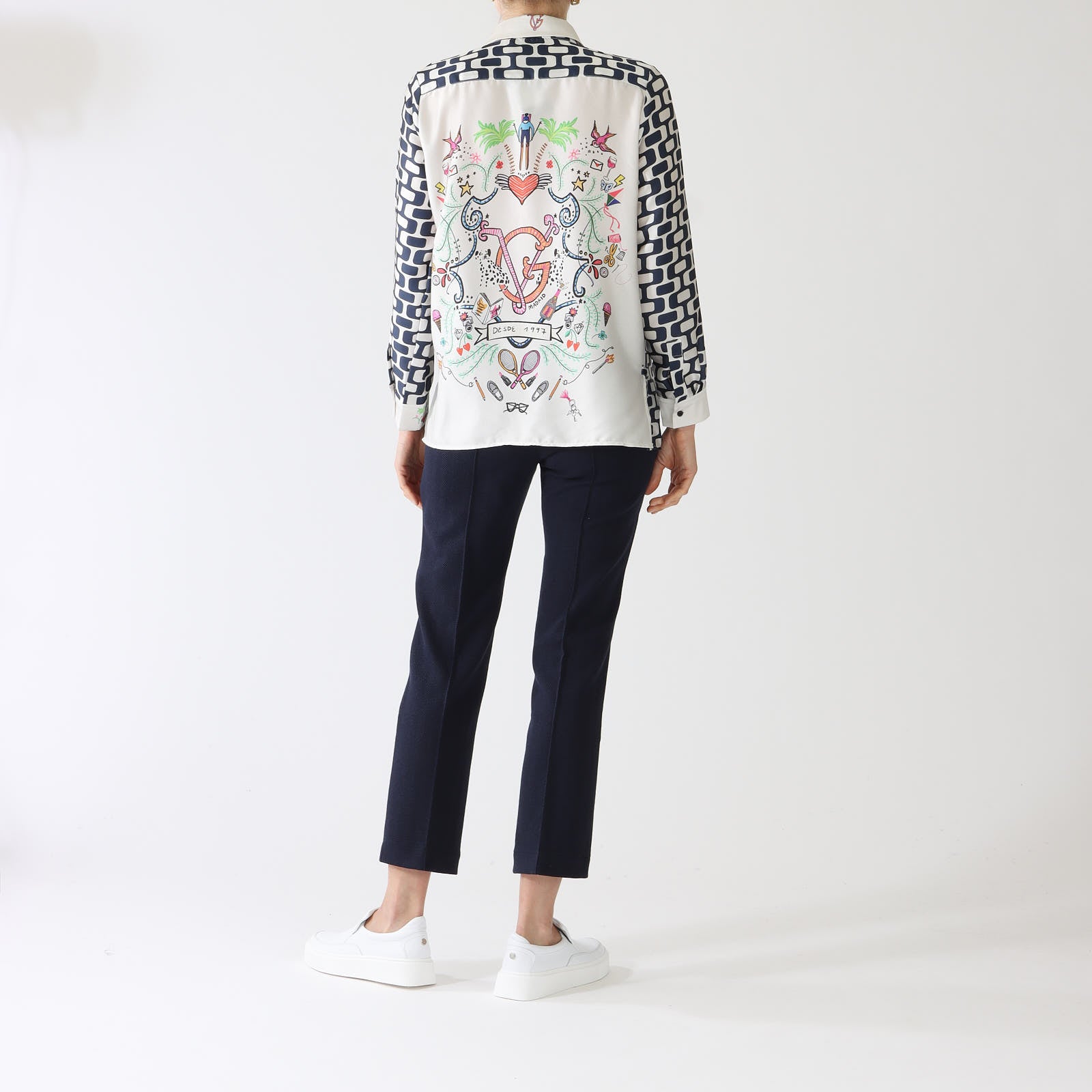 Irina Navy Geometrico Print Shirt