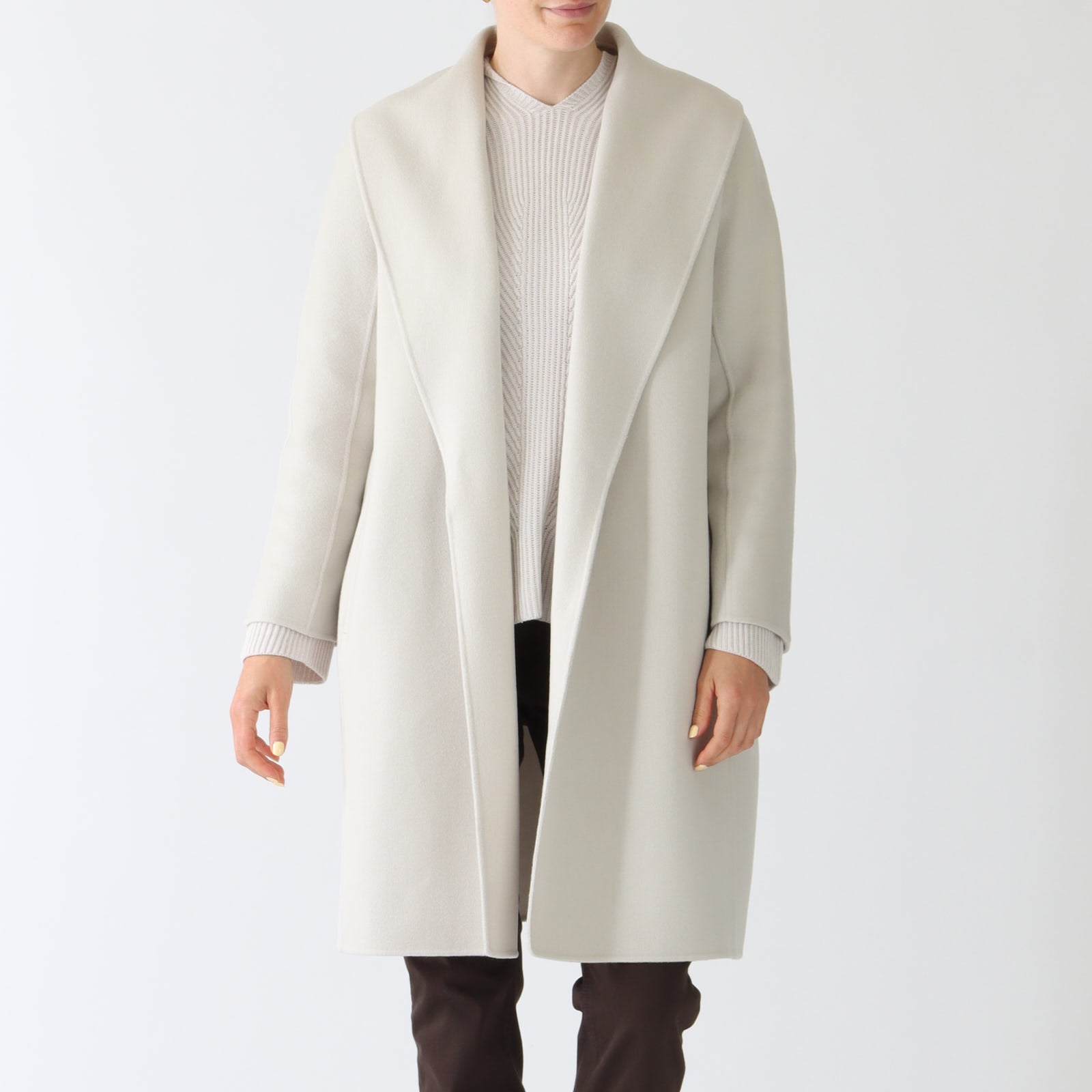 Ivory Messi Wool Robe Coat