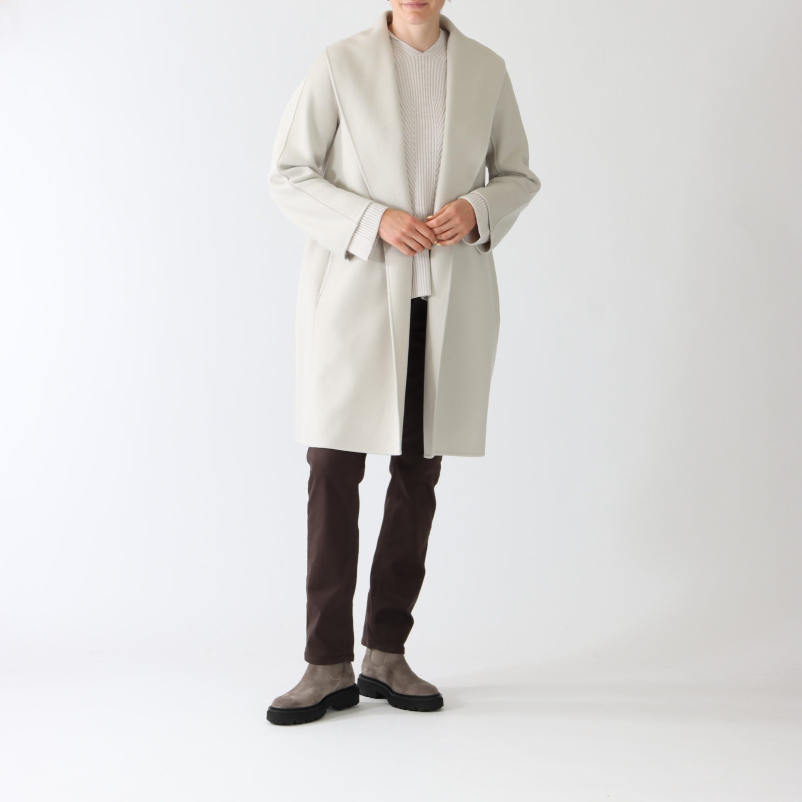 Ivory Messi Wool Robe Coat