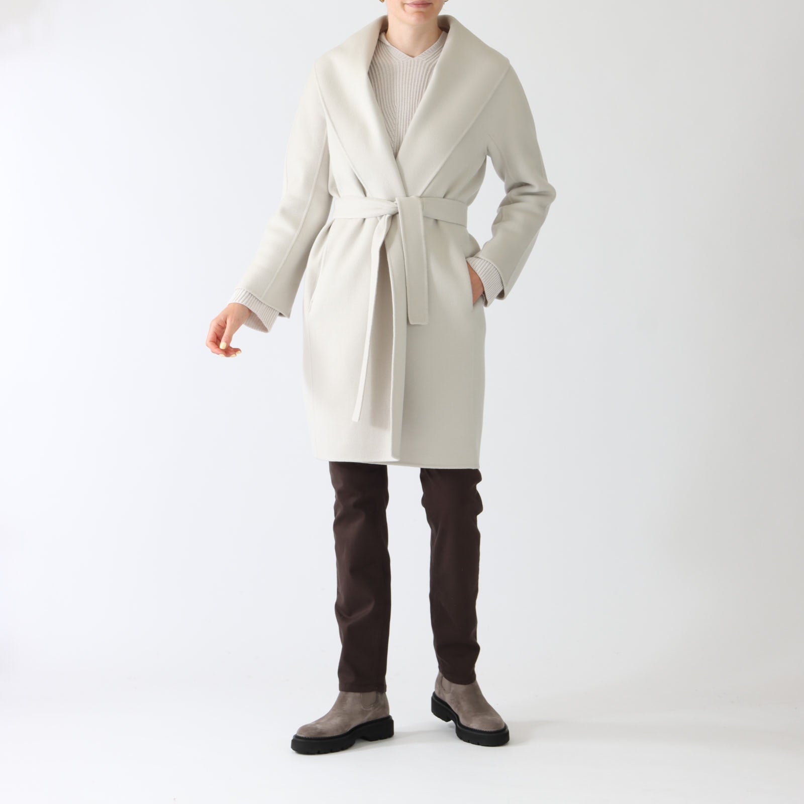 Ivory Messi Wool Robe Coat