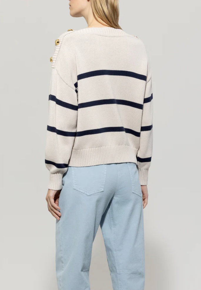 Jeans Blue Breton Stripe Cotton Sweater