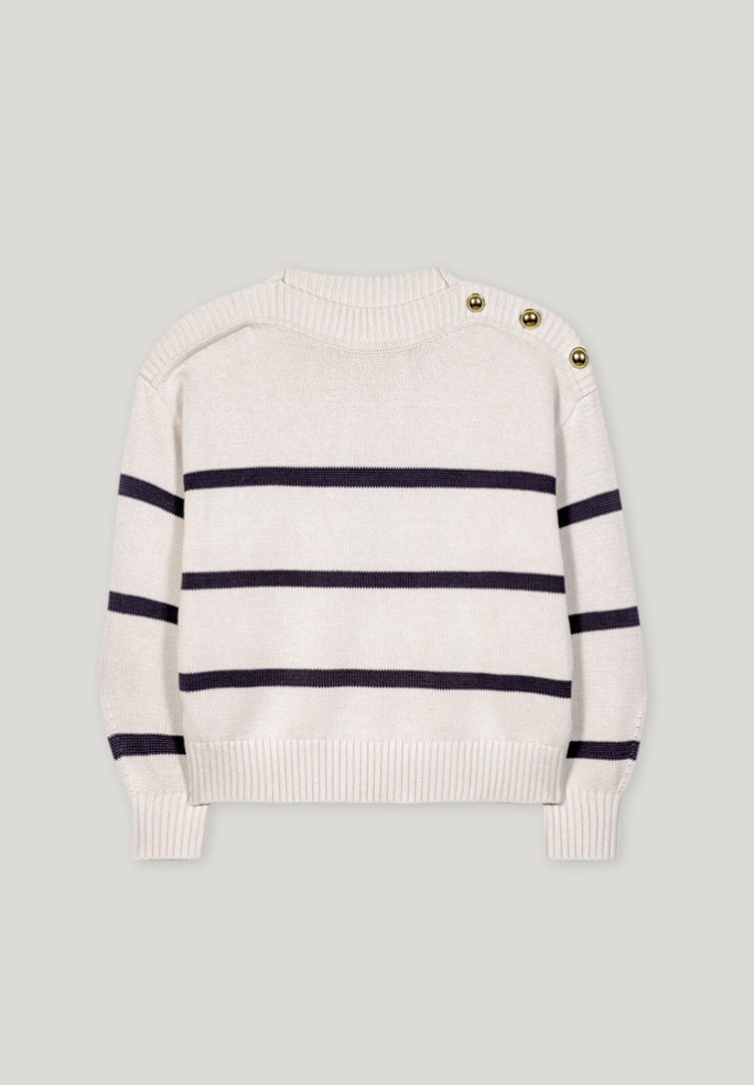 Jeans Blue Breton Stripe Cotton Sweater