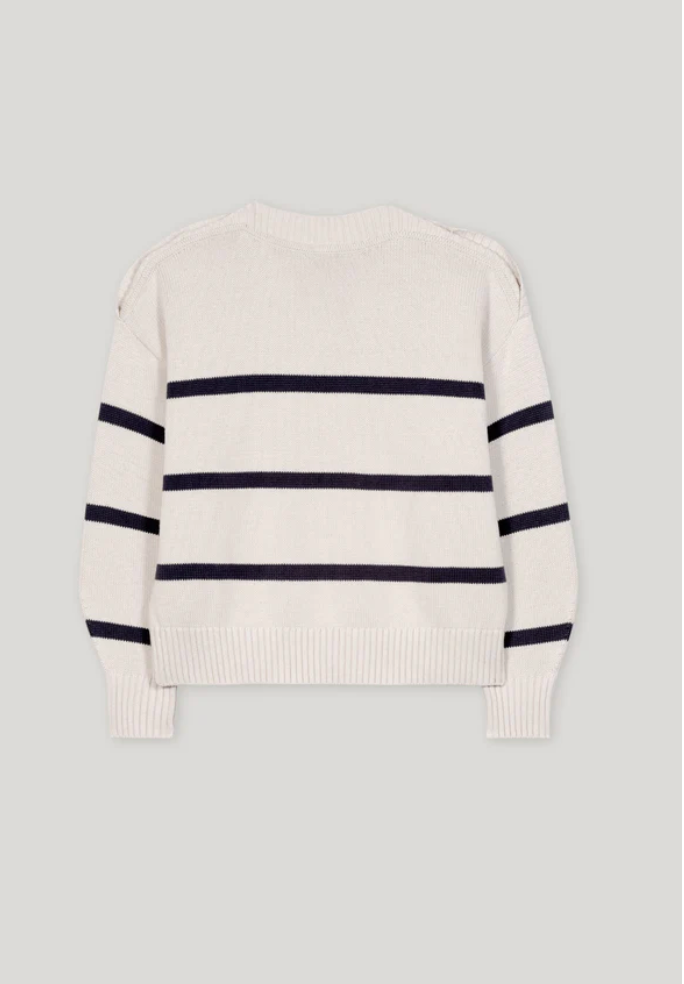 Jeans Blue Breton Stripe Cotton Sweater