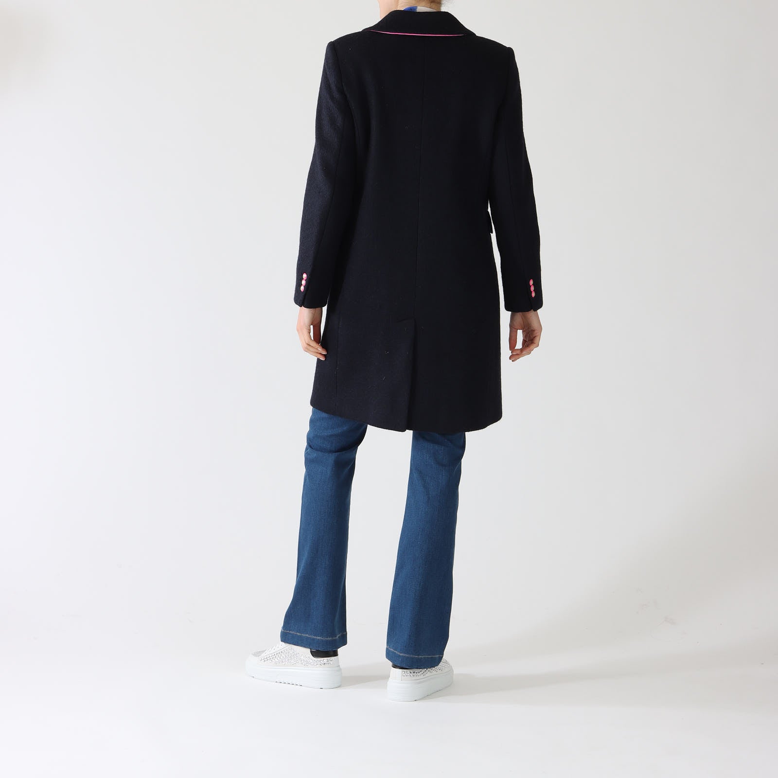 Lian Marino Navy Wool Blend Coat