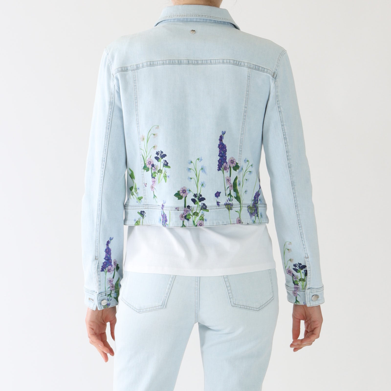 Light Denim Jacket With Fioretti Flowers