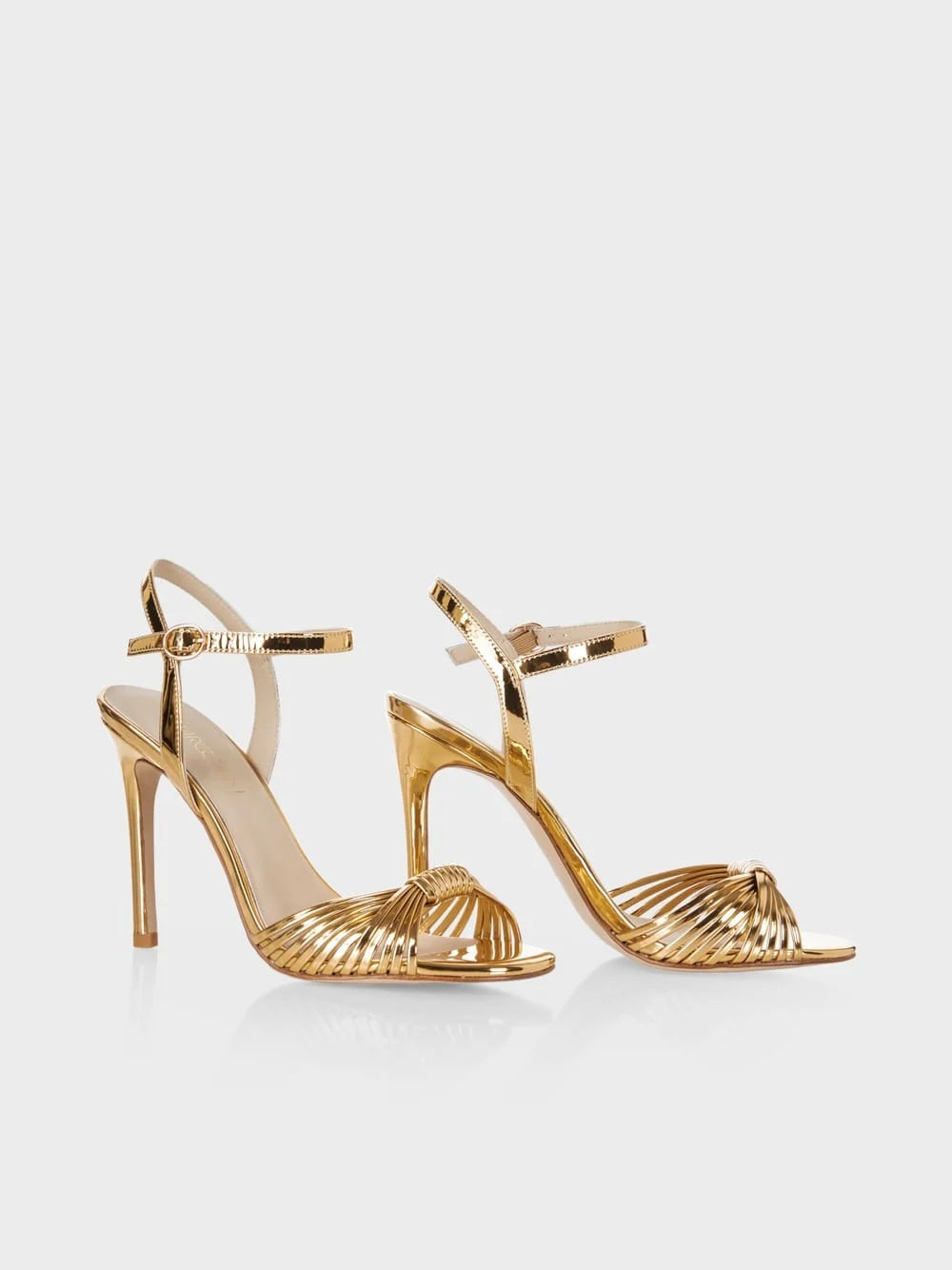 Light Gold Stiletto Heeled Sandals