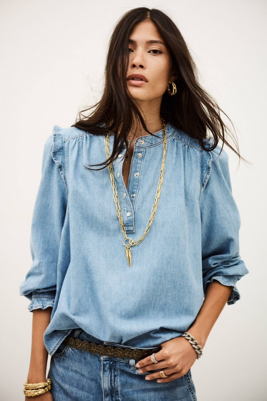 Light Used Blue Lio Denim Blouse