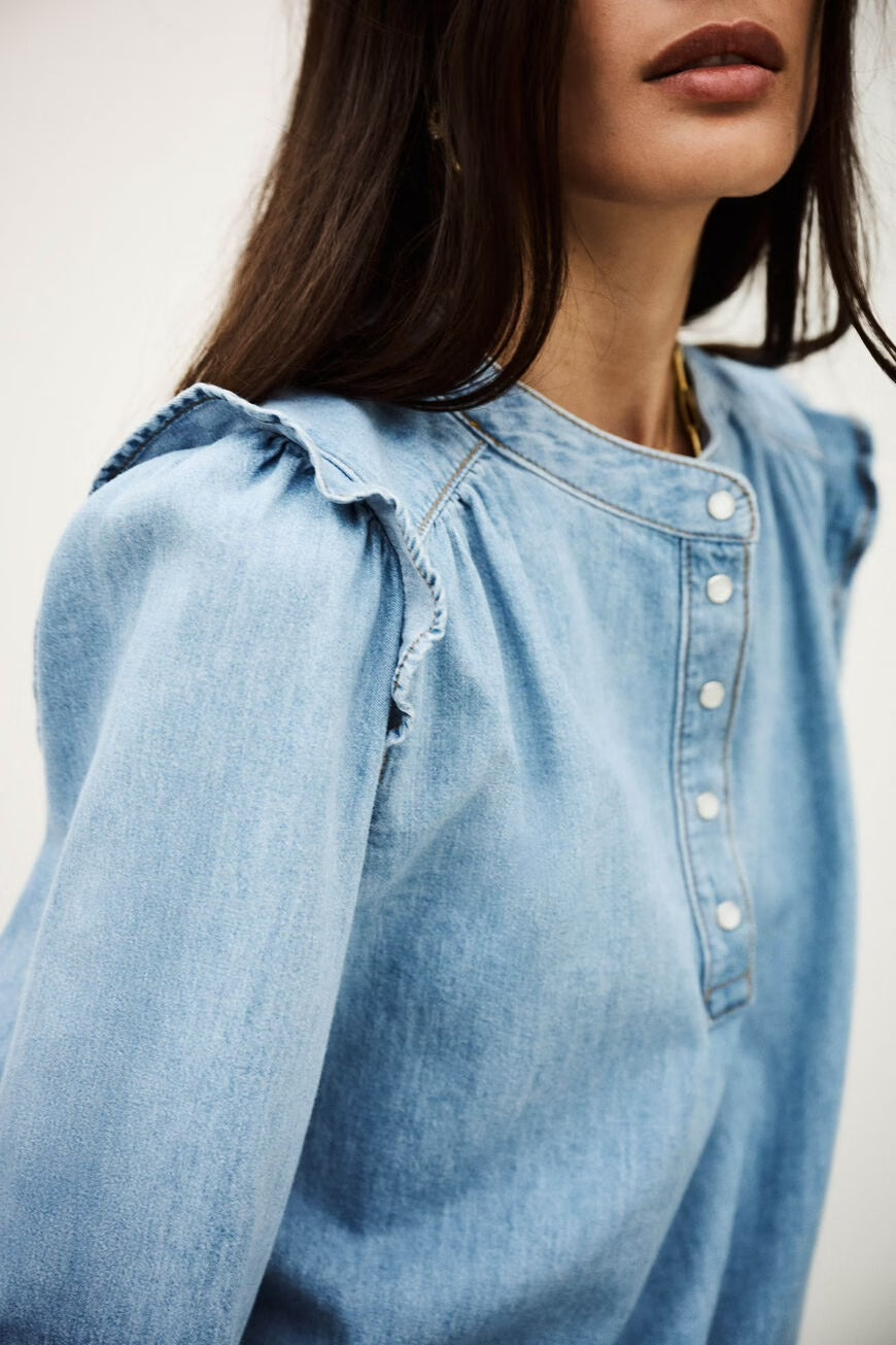 Light Used Blue Lio Denim Blouse