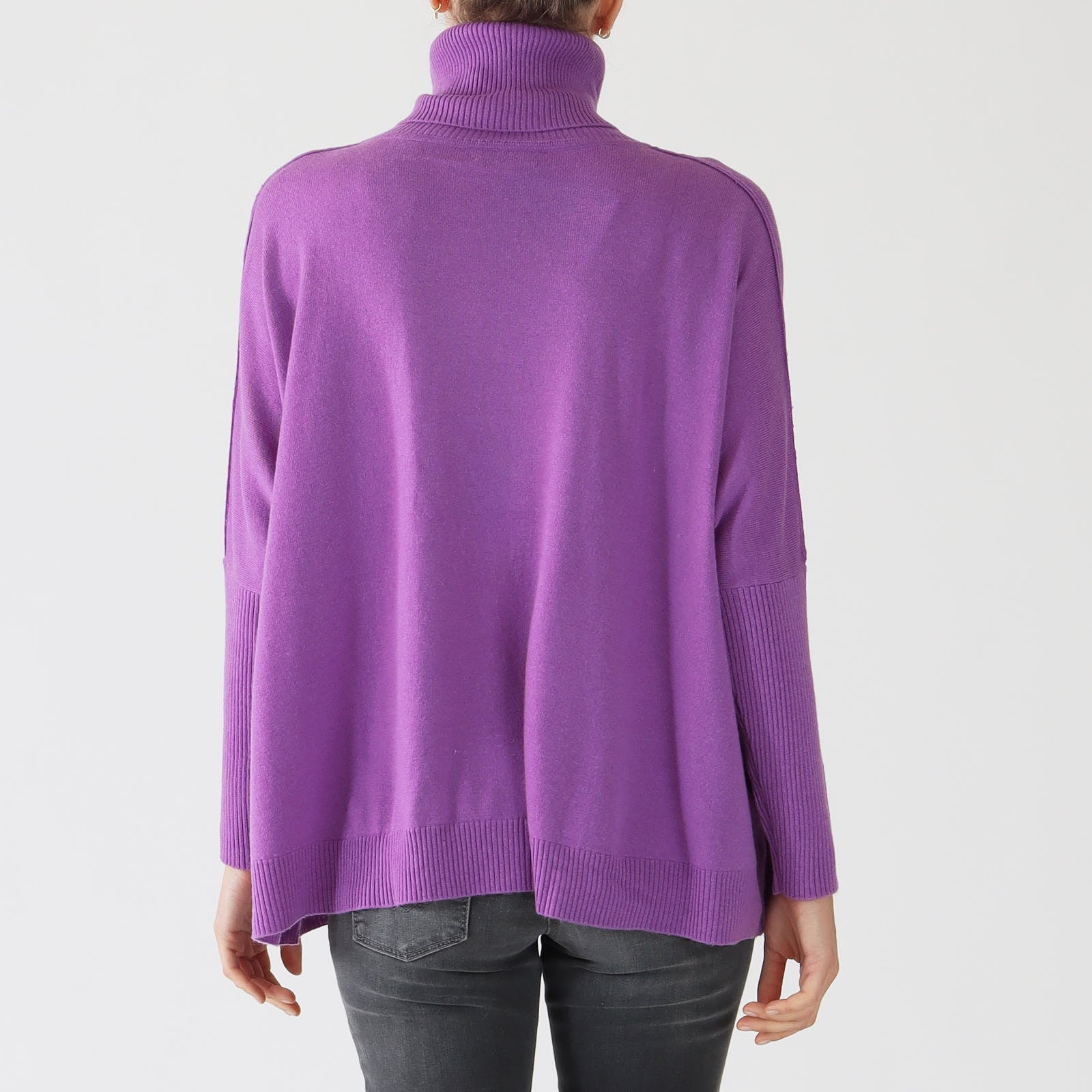 Lilac Turtleneck Fine Cashmere Blend Sweater