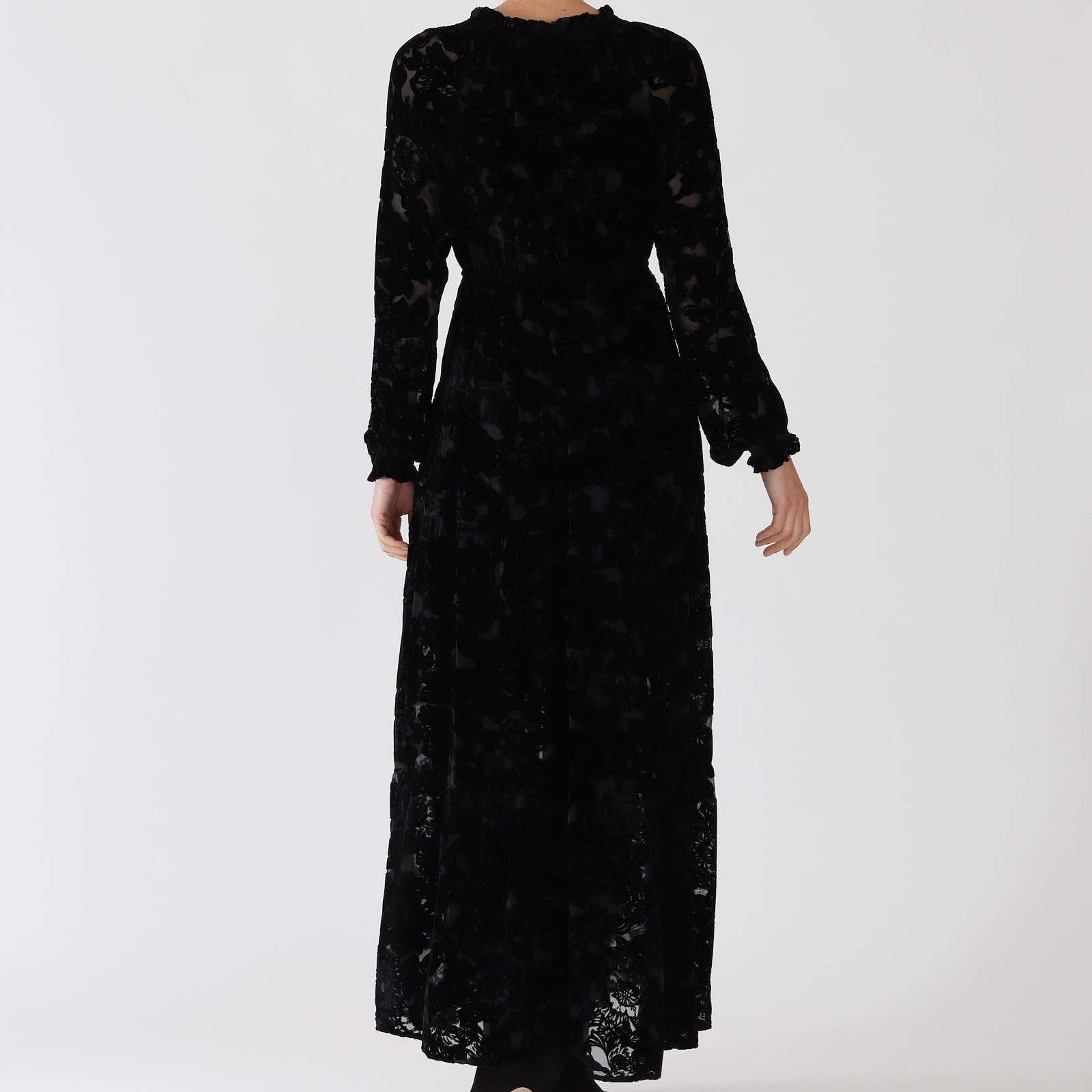 Lina Black Velvet Burnout Maxi Dress