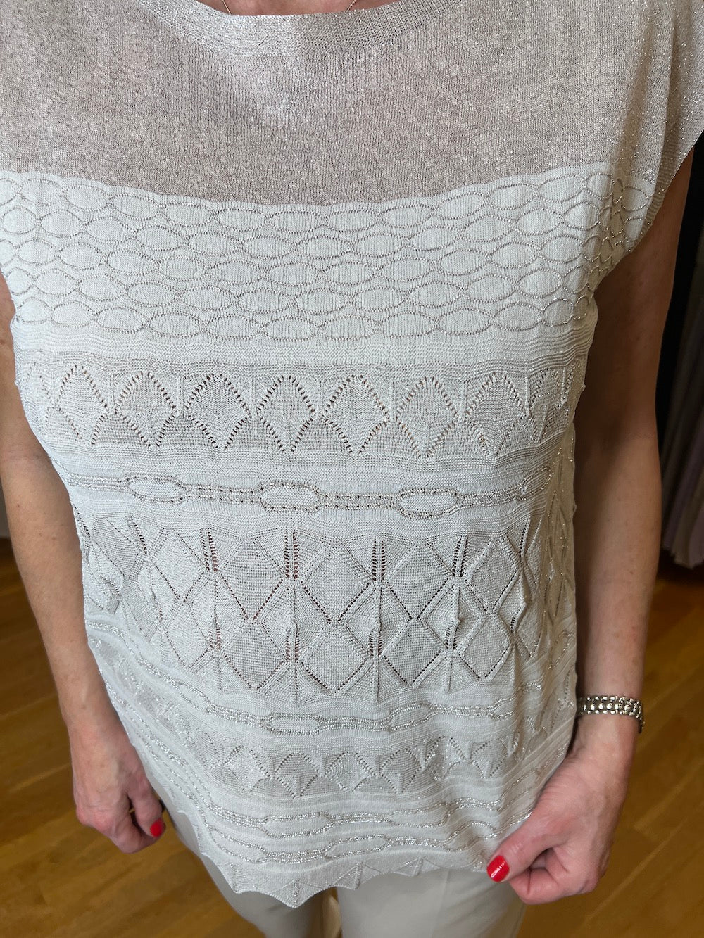 Lino Geometric Knit Lurex Sweater