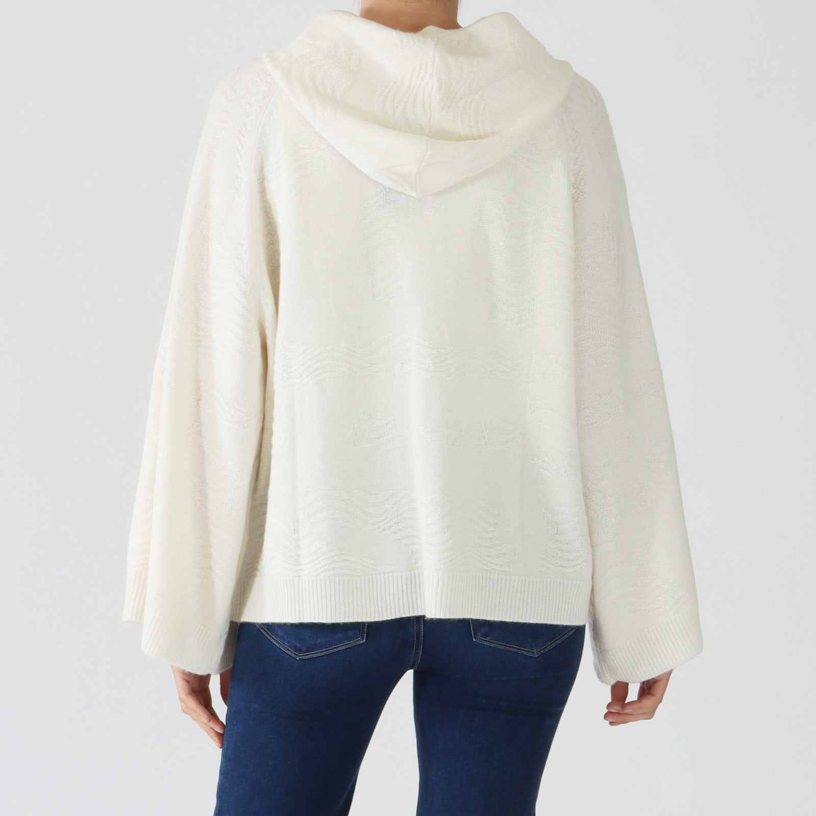 Louis White Cashmere Blend Hooded Cardigan