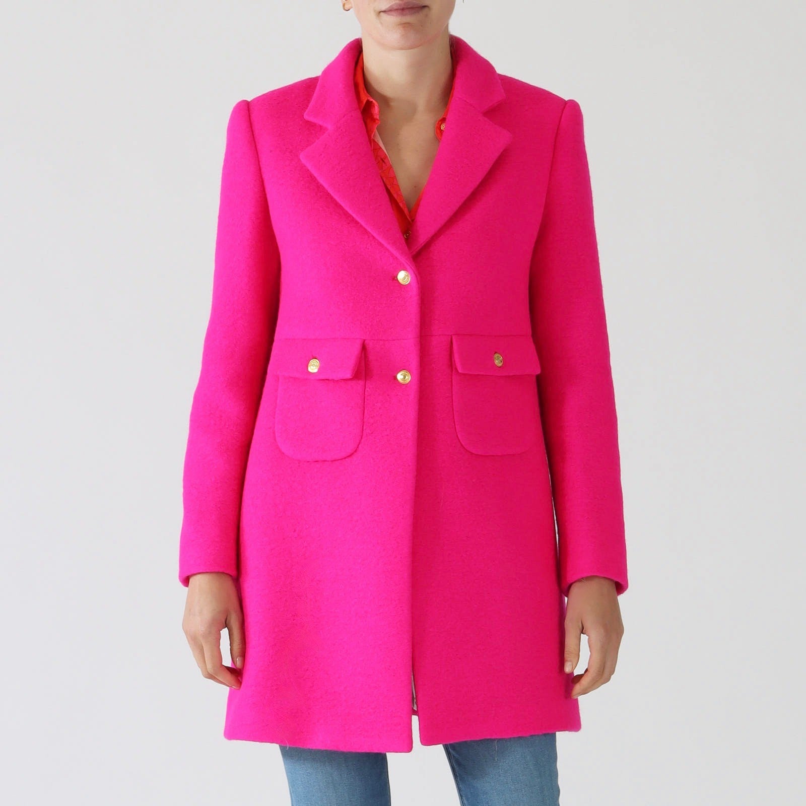 Lucia Pink Neon Wool Blend Coat