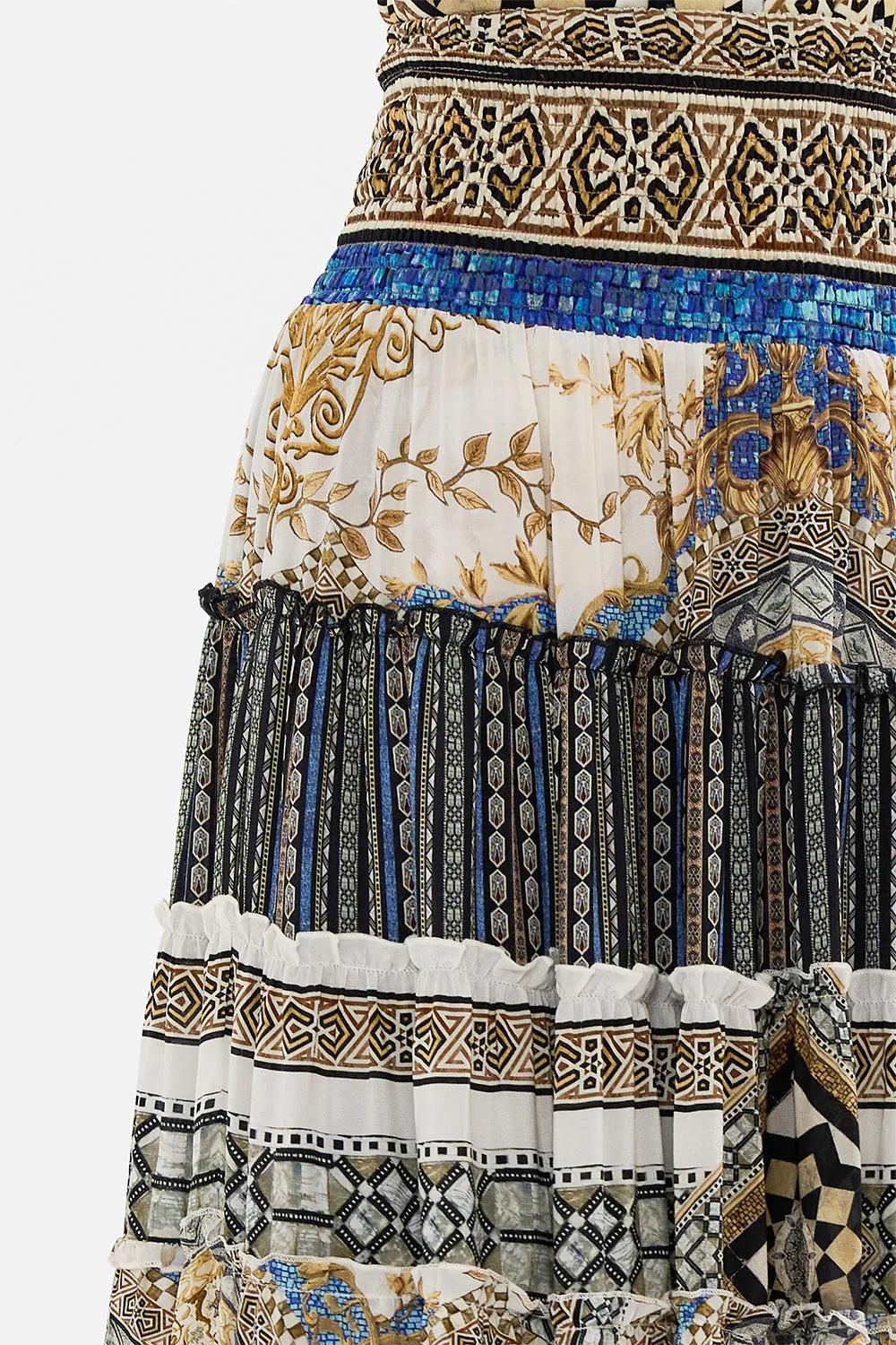 Make Me Your Mosaic Shirred Waist Tiered Skirt