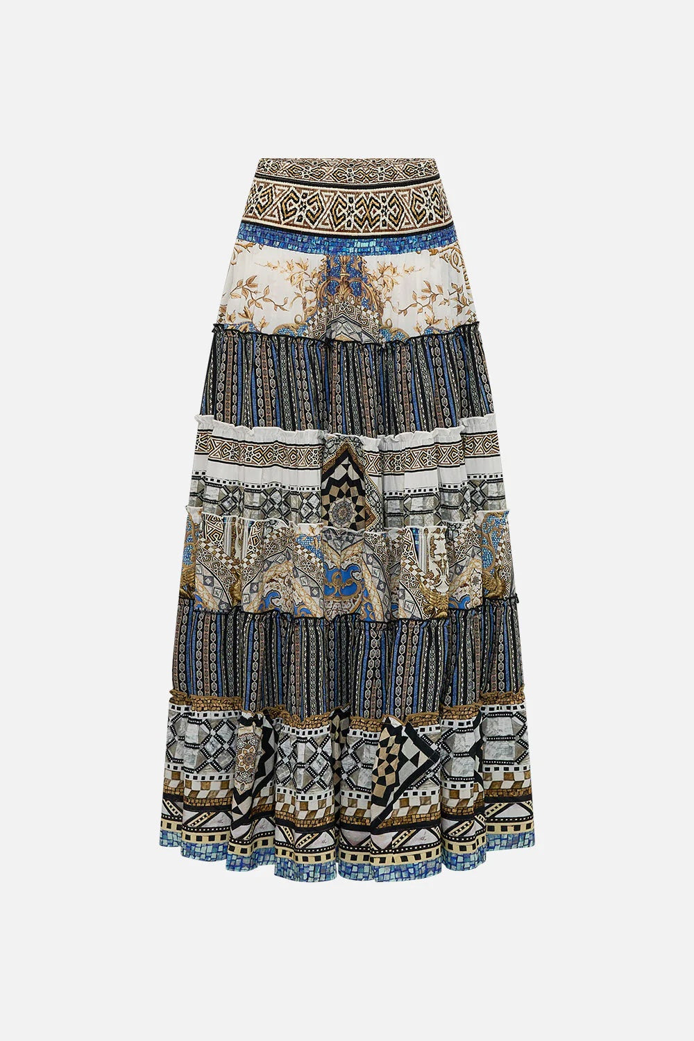 Make Me Your Mosaic Shirred Waist Tiered Skirt