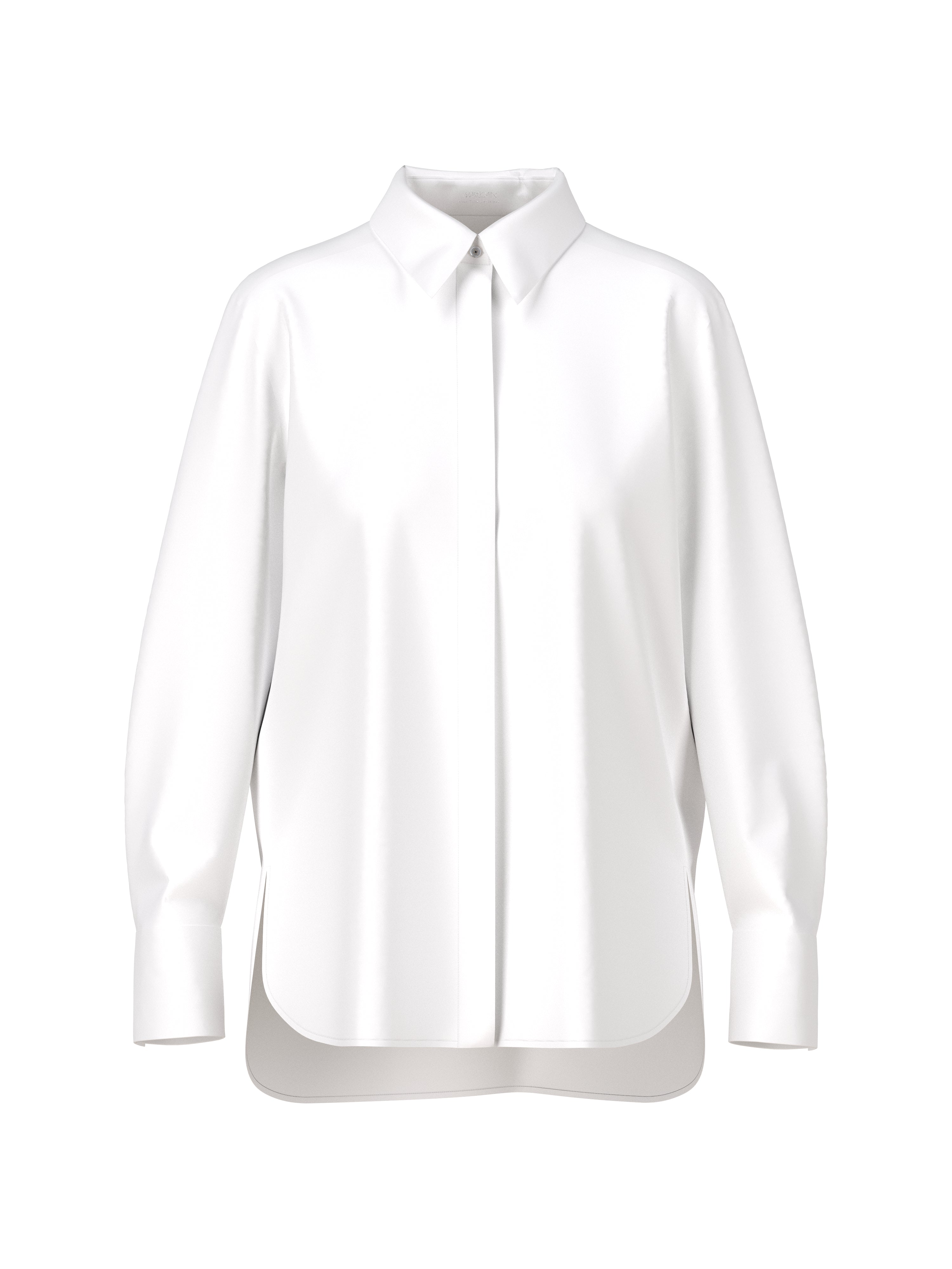 White Rhinestone Trim Cotton Shirt